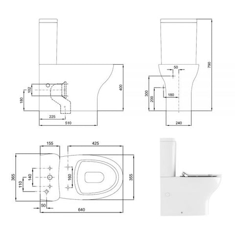 Crosswater Kai Compact Close Coupled Toilet With Cistern