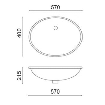 Crosswater Ancona Undermount Basin With Overflow - 570mm