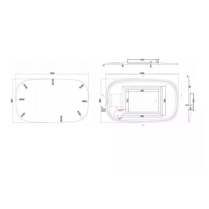 Crosswater Artist Back Lit LED Mirror - 600mm x 1000mm