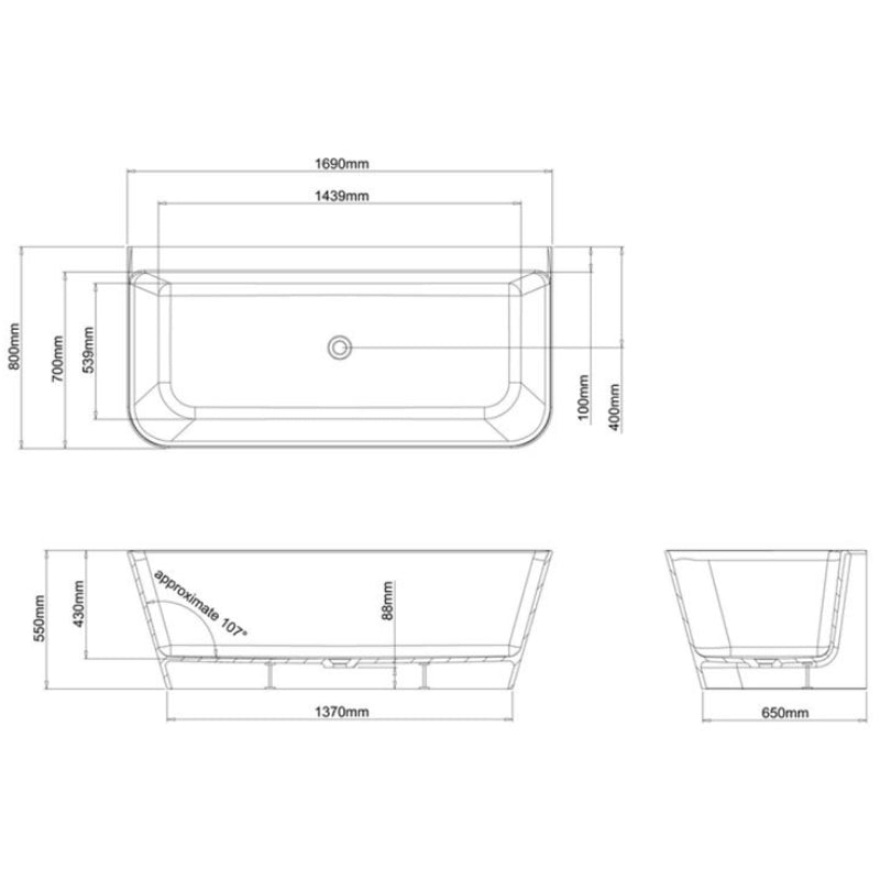 Crosswater Artist Grande Back To Wall Double Ended Bath