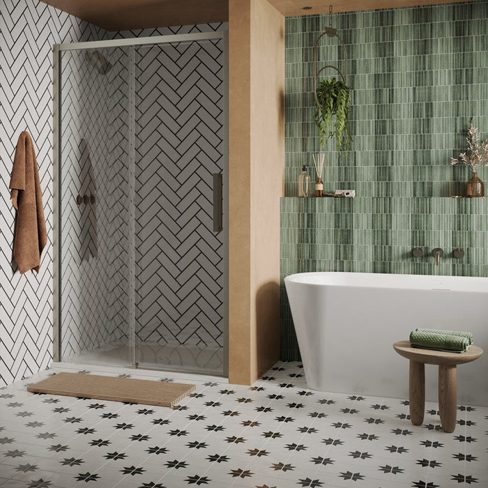 Crosswater Asura 8mm Recessed Sliding Shower Door - Brushed