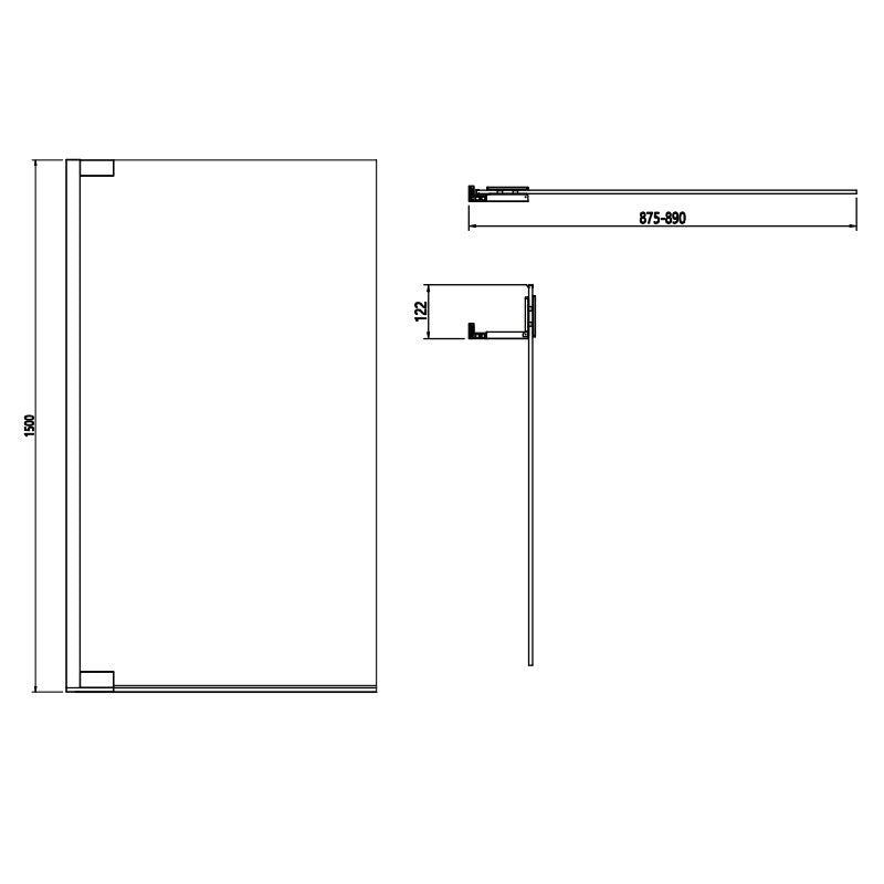Crosswater Asura Hinged Bath Screen - 8mm Glass - 900mm