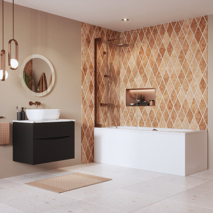Crosswater Asura Hinged Bath Screen - 8mm Glass - 900mm
