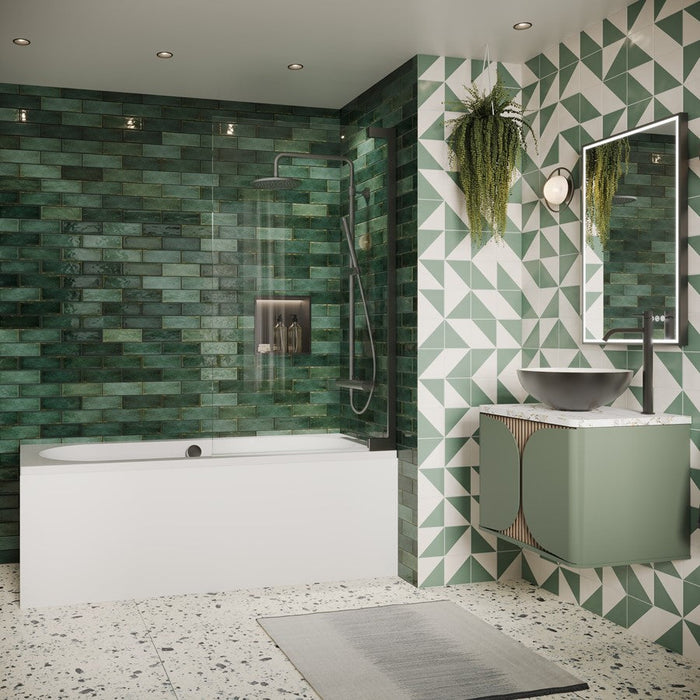 Crosswater Asura Hinged Bath Screen - 8mm Glass - 900mm