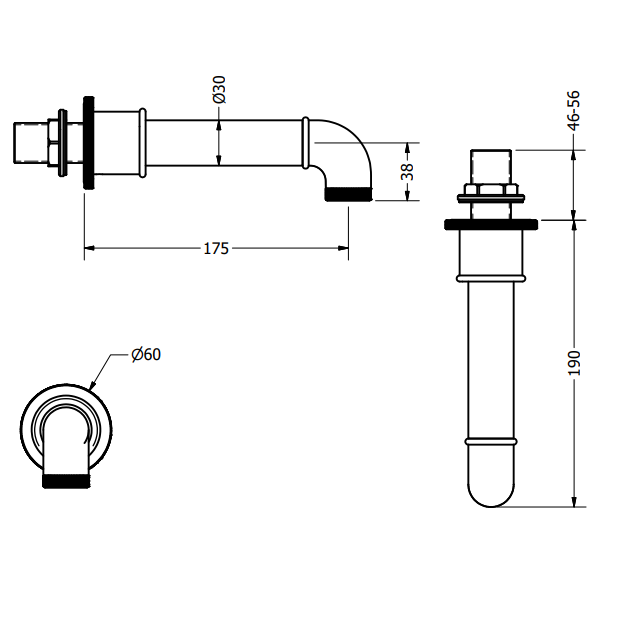 Crosswater Bath Spout & Wall Stop Taps