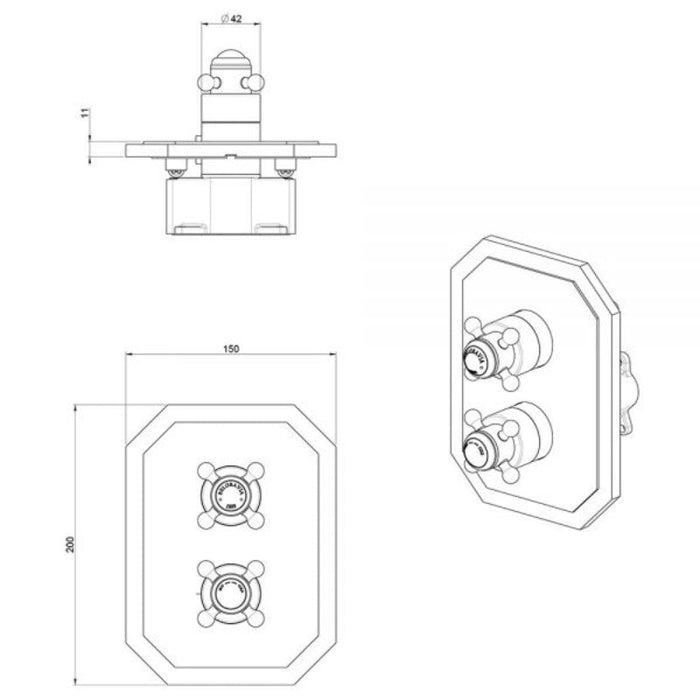 Crosswater Belgravia 2 Crosshead Handle Trimset for 3 Way