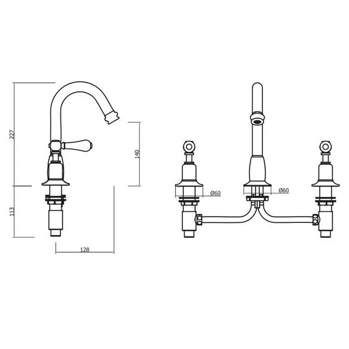 Crosswater Belgravia 3 Hole Deck Mounted Lever Basin Mixer