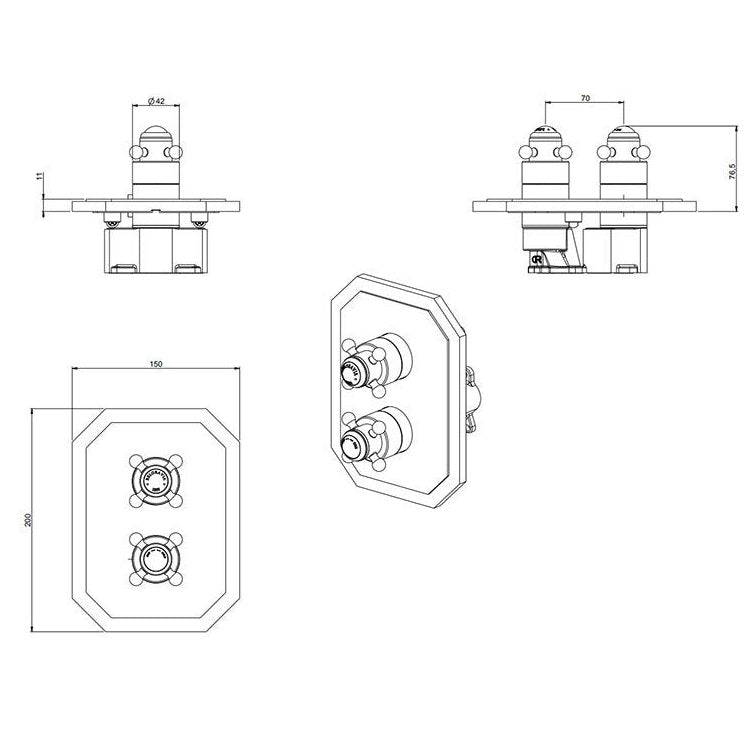 Crosswater Belgravia 3 Outlet Thermostatic Shower Valve