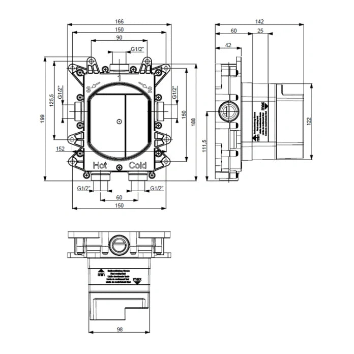 Crosswater Belgravia 3 Outlet Thermostatic Shower Valve