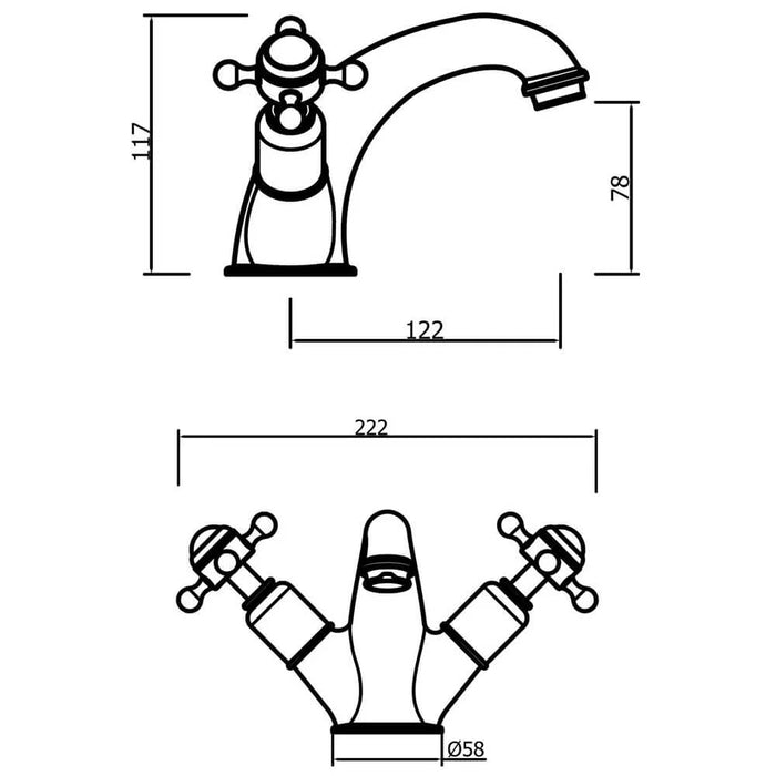 Crosswater Belgravia Crosshead Basin Mixer With Pop Up Waste