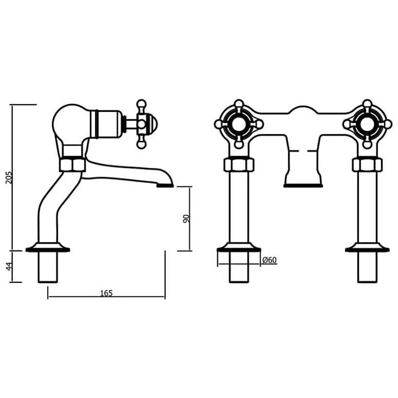 Crosswater Belgravia Crosshead Bath Filler - Taps