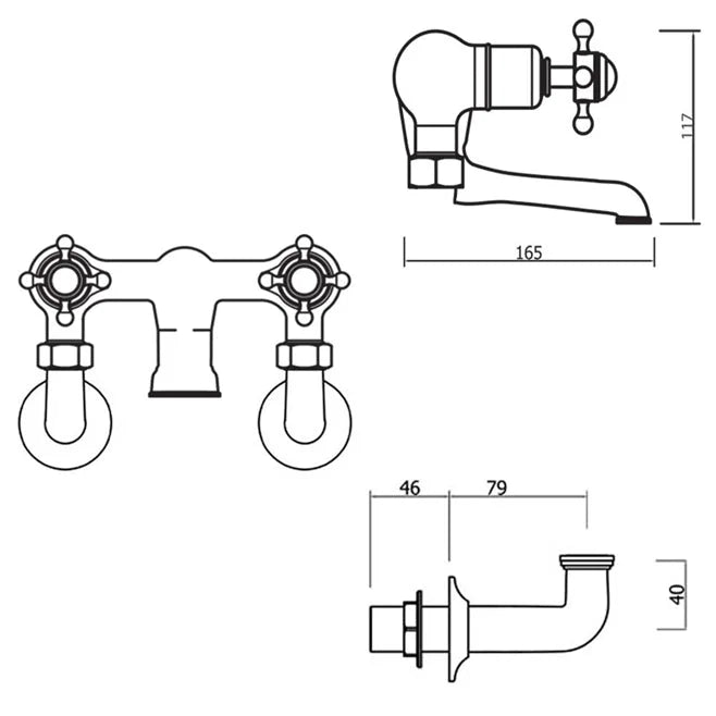 Crosswater Belgravia Crosshead Bath Filler - Taps