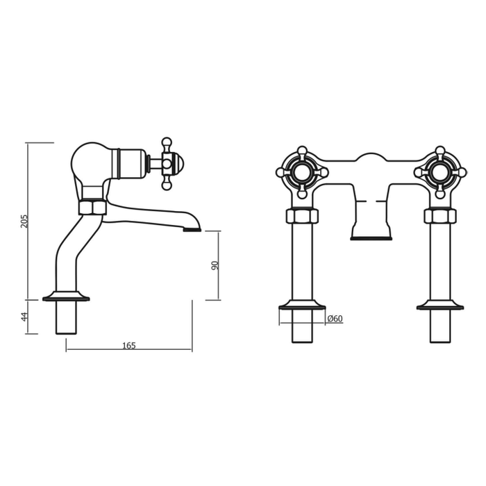 Crosswater Belgravia Crosshead Deck Mounted Bath Filler
