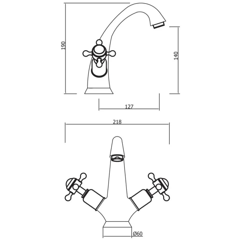 Crosswater Belgravia Crosshead High neck Basin Mixer With Pop