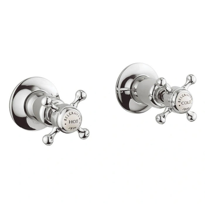 Crosswater Belgravia Crosshead Wall Stop Taps - Chrome
