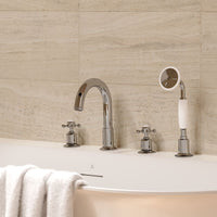 Crosswater Belgravia Deck Mounted 4 Hole Bath Shower Mixer Tap With Kit - Chrome