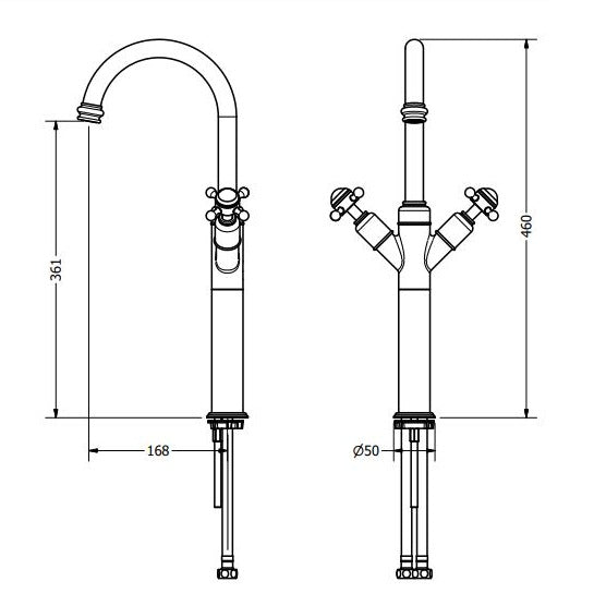 Crosswater Belgravia Deck Mounted Tall Basin Mixer Tap