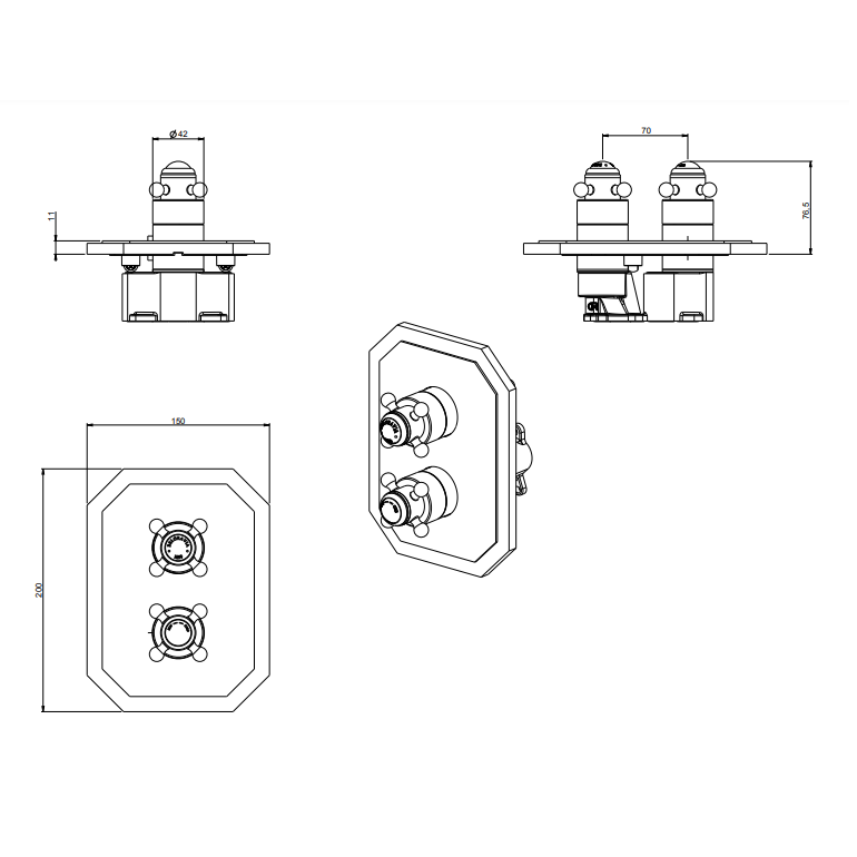 Crosswater Belgravia Dual Outlet Shower Set with Rain Head