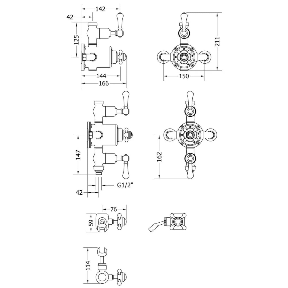 Crosswater Belgravia Exposed Shower Mixer With Rain Head &