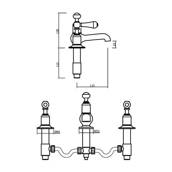 Crosswater Belgravia Lever 3 Tap Hole Basin Mixer Set