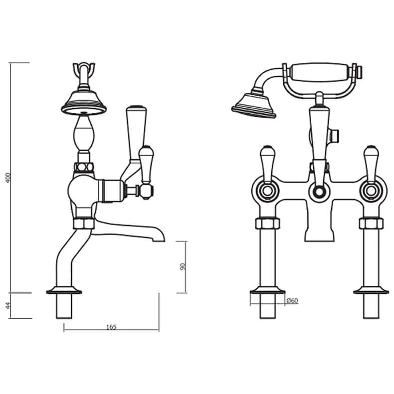 Crosswater Belgravia Lever Bath Shower Mixer With Handheld