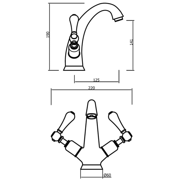 Crosswater Belgravia Lever Highneck Basin Mixer With Pop Up