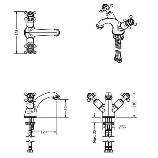 Belgravia Luxury Crosshead Deck Mounted Mono Basin Mixer