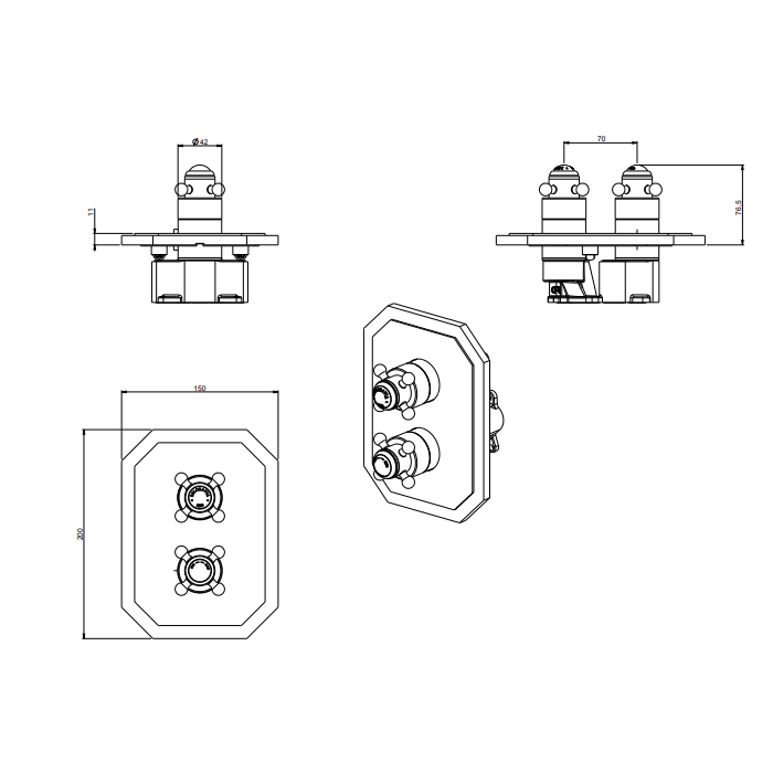 Crosswater Belgravia Single Outlet Shower Set with Rain Head