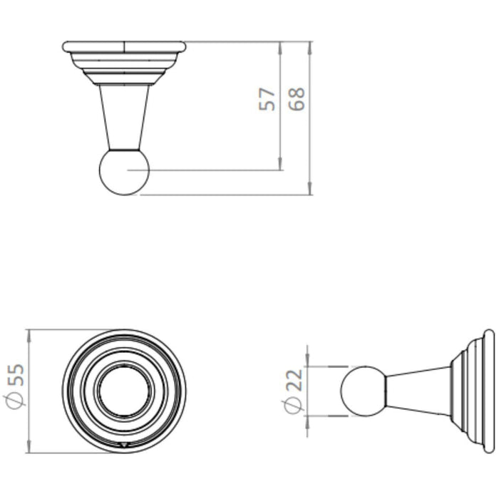 Crosswater Belgravia Single Robe Hook - Chrome - Robe Hooks