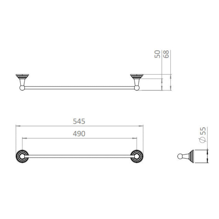 Crosswater Belgravia Towel Rail Single - 600mm Long