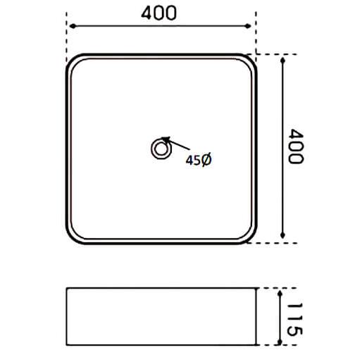 Crosswater Calpe Square Countertop Basin - 400mm Wide