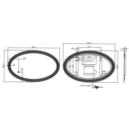 Crosswater Canvass Illuminated Mirror - 600mm x 600mm