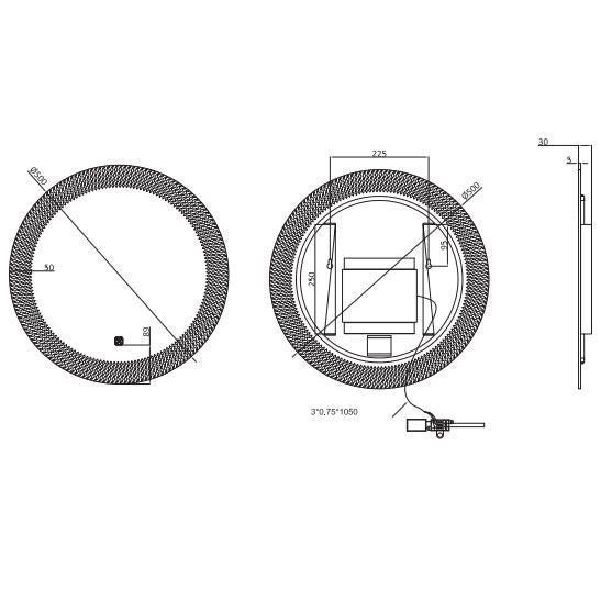 Crosswater Canvass Illuminated Mirror - 600mm x 600mm