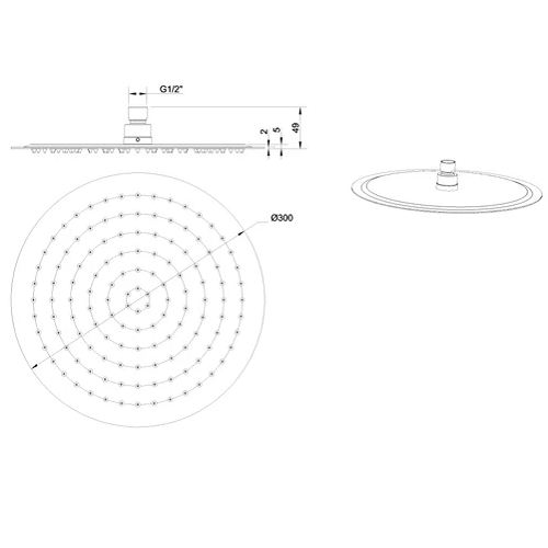 Crosswater Central Round Fixed Head - Ø300mm - Chrome