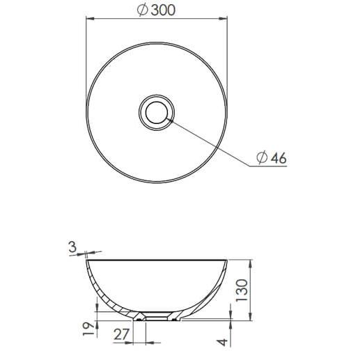 Crosswater Circus Countertop Basin - 300mm Wide - No TH