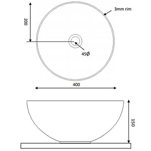 Crosswater Circus Countertop Basin - 400mm Wide - No TH