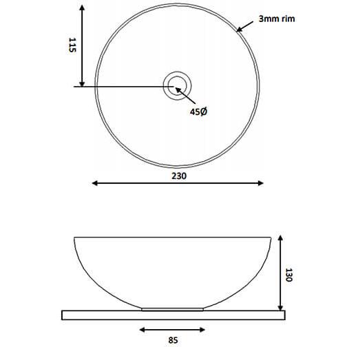 Crosswater Circus Mini Countertop Basin - 230mm Wide