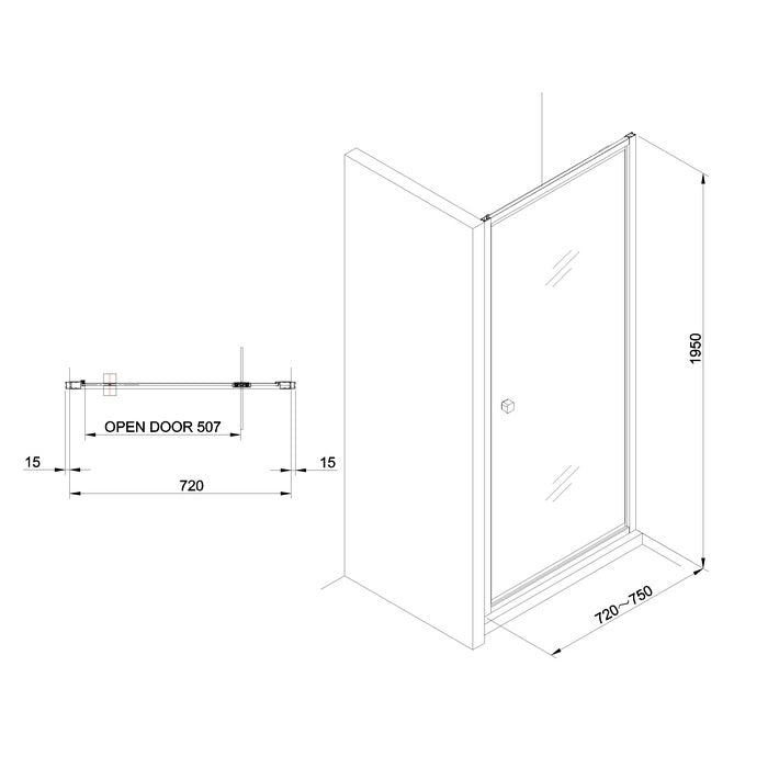 Crosswater Clear 6 Recessed Pivot Shower Door - Pivot