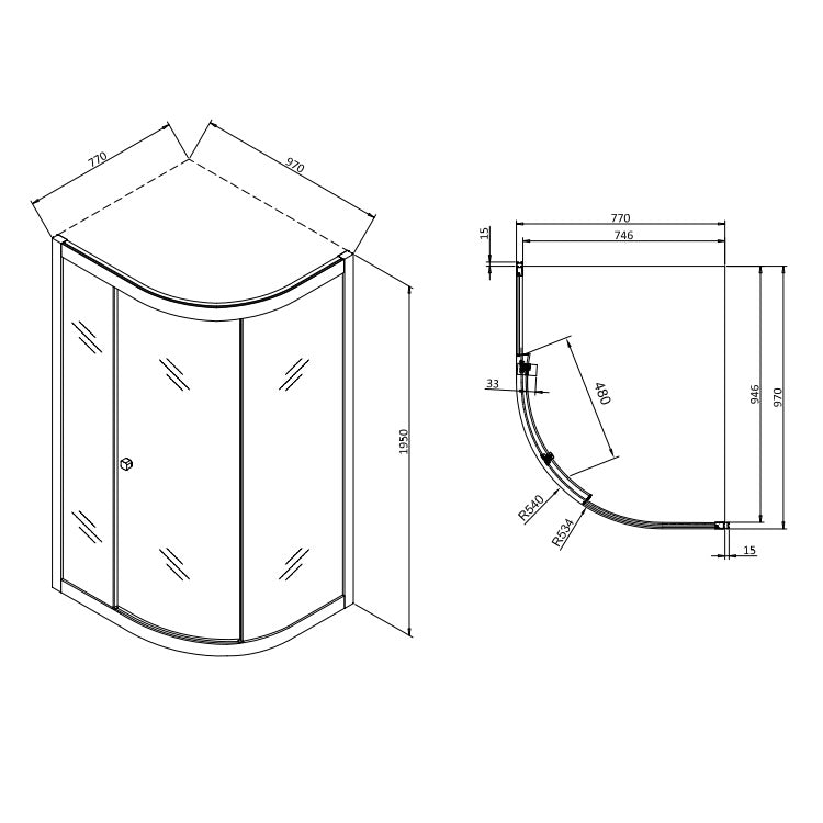 Crosswater Clear 6 Single Door Offset Quadrant Shower