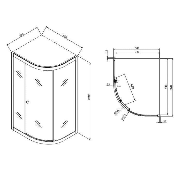 Crosswater Clear 6 Single Door Offset Quadrant Shower