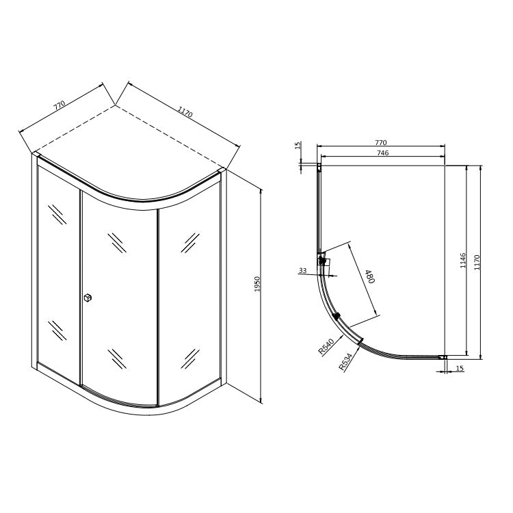 Crosswater Clear 6 Single Door Offset Quadrant Shower