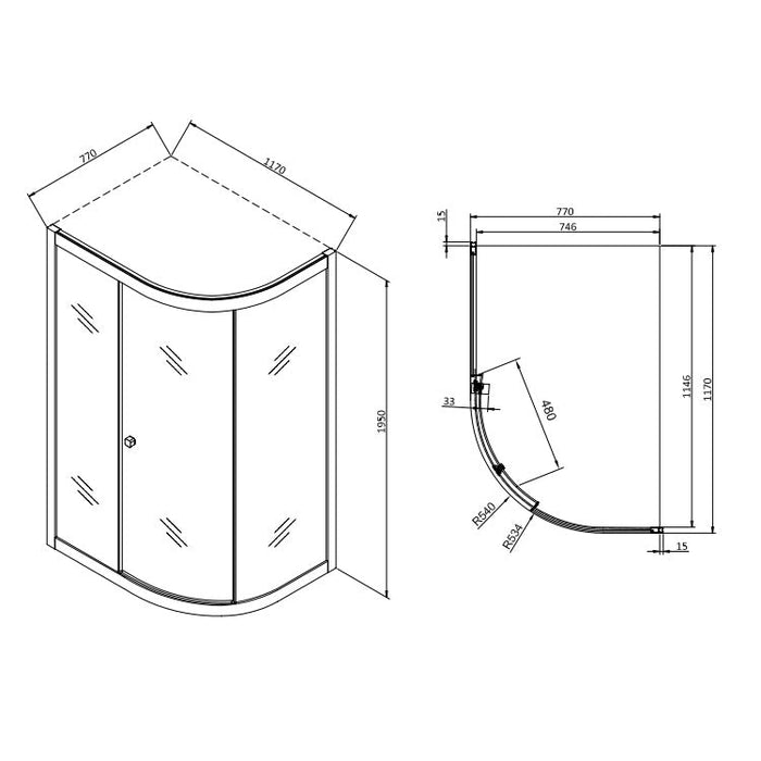 Crosswater Clear 6 Single Door Offset Quadrant Shower