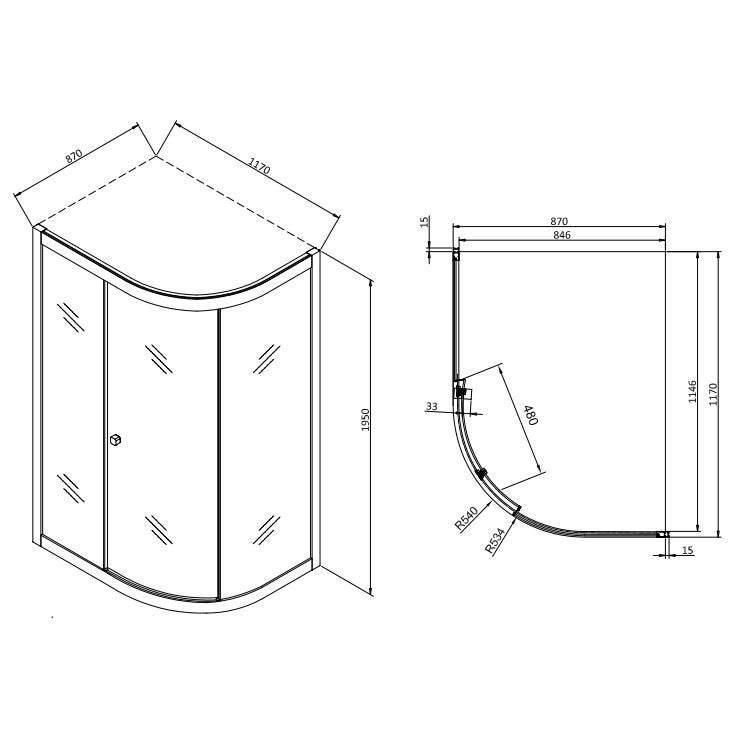 Crosswater Clear 6 Single Door Offset Quadrant Shower