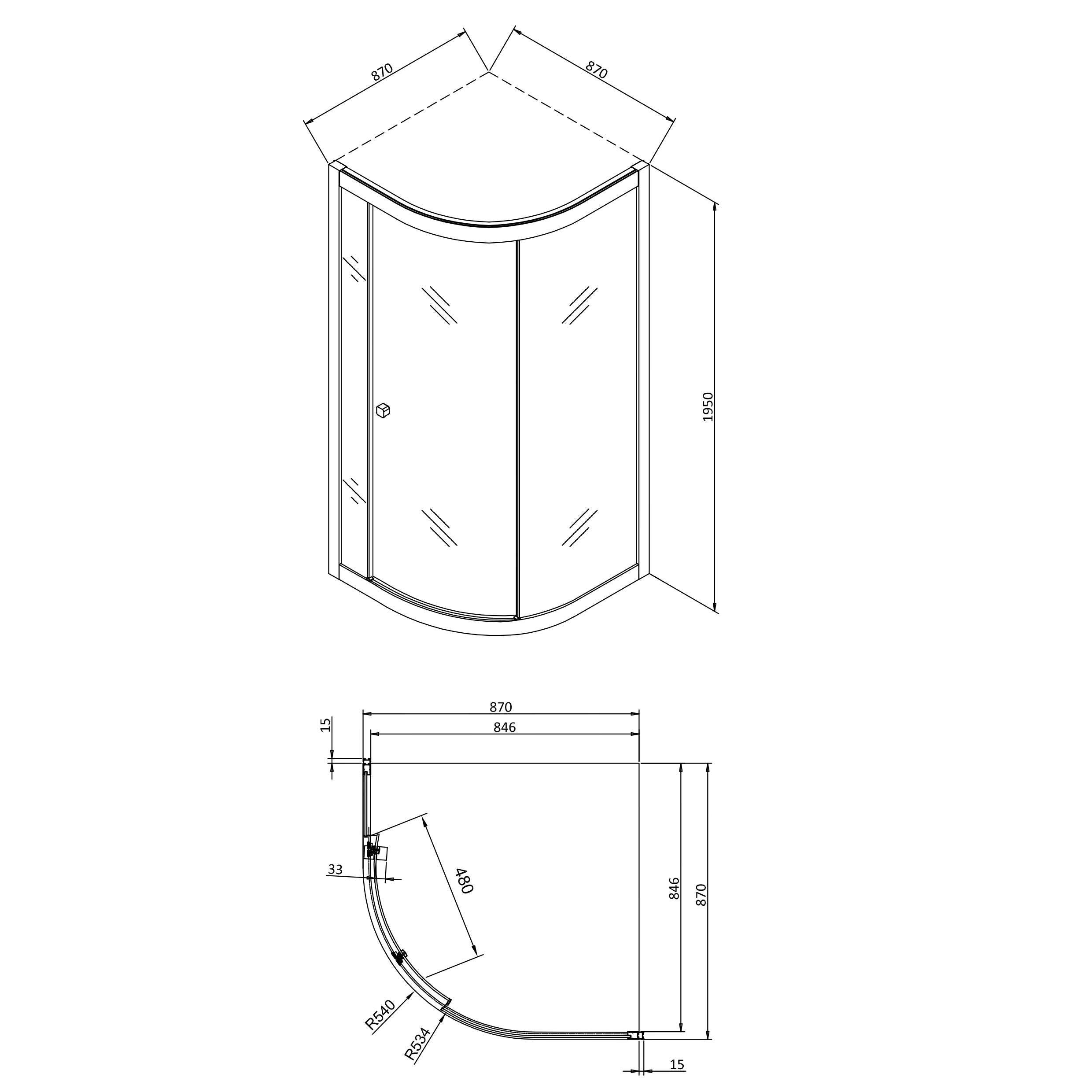 Crosswater Clear 6 Single Door Quadrant Shower Enclosure