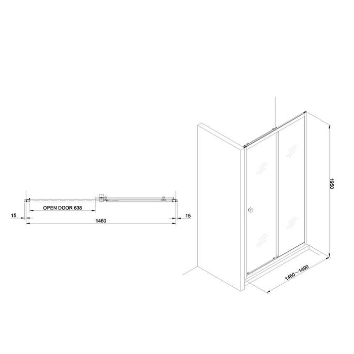 Crosswater Clear 6 Single Recessed Sliding Shower Door