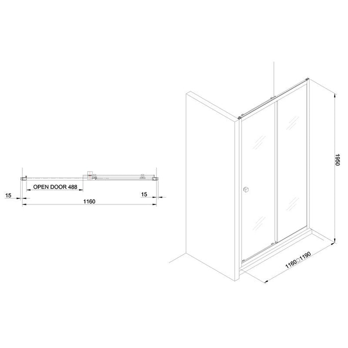 Crosswater Clear 6 Single Recessed Sliding Shower Door