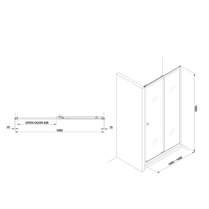 Crosswater Clear 6 Single Sliding Shower Door With Side