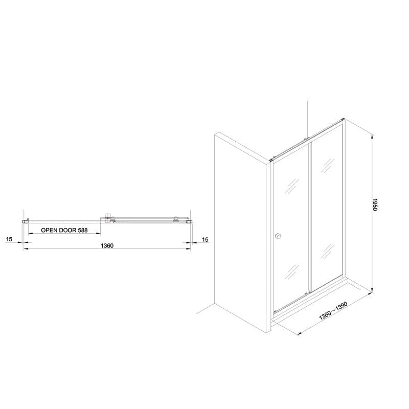 Crosswater Clear 6 Single Sliding Shower Door With Side