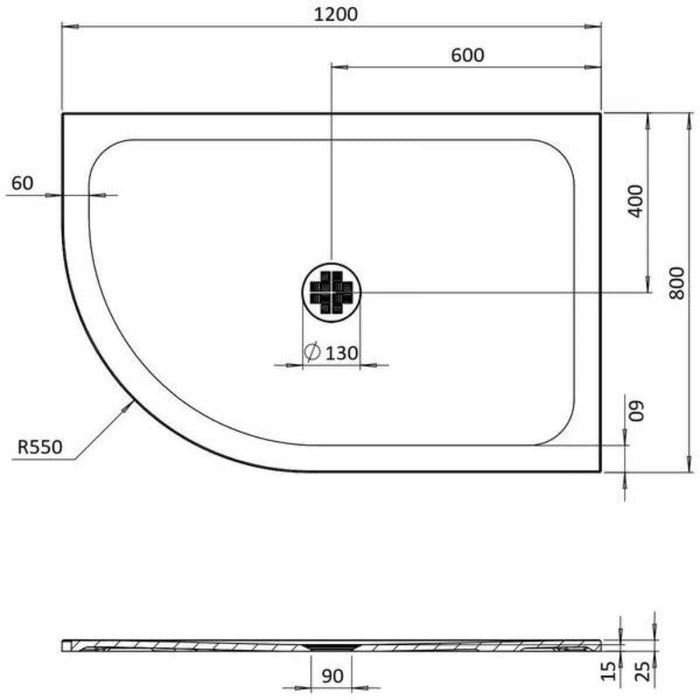 Crosswater Creo Offset Quadrant Shower Tray - White