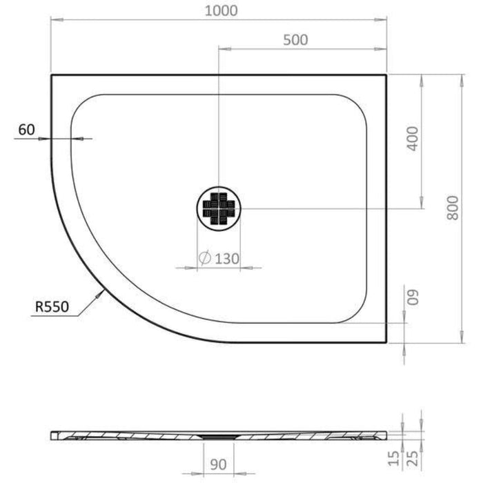 Crosswater Creo Offset Quadrant Shower Tray - White